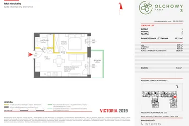 Rzut - Mieszkanie na sprzedaż 2 pokoje o powierzchni 33,21 m² - numer 133 w Olchowy Park III
