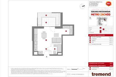 Rzut - Mieszkanie na sprzedaż 1 pokój o powierzchni 25,27 m² - numer D.80 w Dzielnica Mieszkaniowa Metro Zachód - etap 8.2