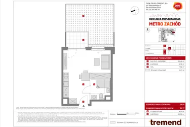 Rzut - Mieszkanie na sprzedaż 1 pokój o powierzchni 28,5 m² - numer D.86 w Dzielnica Mieszkaniowa Metro Zachód - etap 8.2