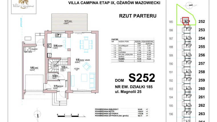 Rzut - Dom na sprzedaż 4 pokoje o powierzchni 96,11 m² - numer S252 w Villa Campina Magnolia