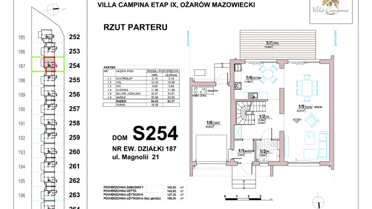 Rzut - Dom na sprzedaż 4 pokoje o powierzchni 106,5 m² - numer S254 w Villa Campina Magnolia