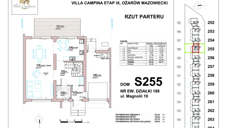 Rzut - Dom na sprzedaż 4 pokoje o powierzchni 106,5 m² - numer S255 w Villa Campina Magnolia