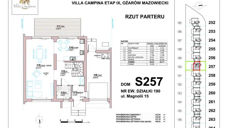 Rzut - Dom na sprzedaż 4 pokoje o powierzchni 106,5 m² - numer S257 w Villa Campina Magnolia