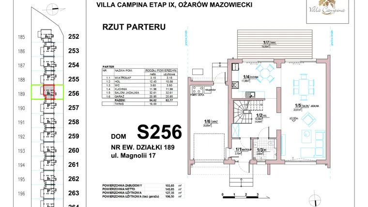 Rzut - Dom na sprzedaż 4 pokoje o powierzchni 106,5 m² - numer S256 w Villa Campina Magnolia