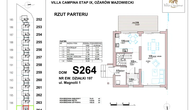 Rzut - Dom na sprzedaż 4 pokoje o powierzchni 106,42 m² - numer S264 w Villa Campina Magnolia