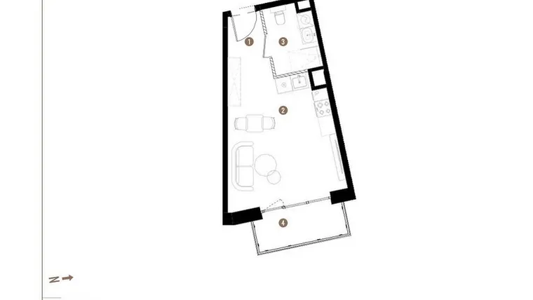 Rzut - Mieszkanie na sprzedaż 1 pokój o powierzchni 28,64 m² - numer D.03.05 w Osiedle Jankego