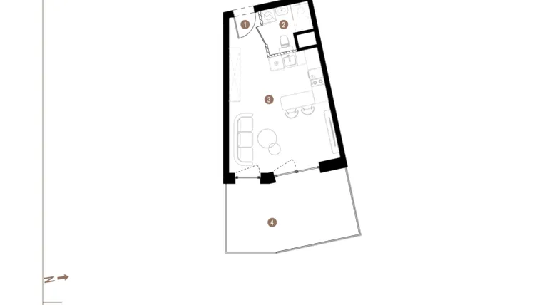 Rzut - Mieszkanie na sprzedaż 1 pokój o powierzchni 28,47 m² - numer C.00.03 w Osiedle Jankego