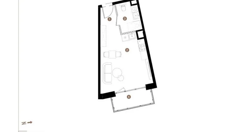 Rzut - Mieszkanie na sprzedaż 1 pokój o powierzchni 28,65 m² - numer D.02.05 w Osiedle Jankego