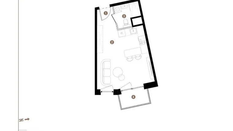 Rzut - Mieszkanie na sprzedaż 1 pokój o powierzchni 28,95 m² - numer C.02.05 w Osiedle Jankego