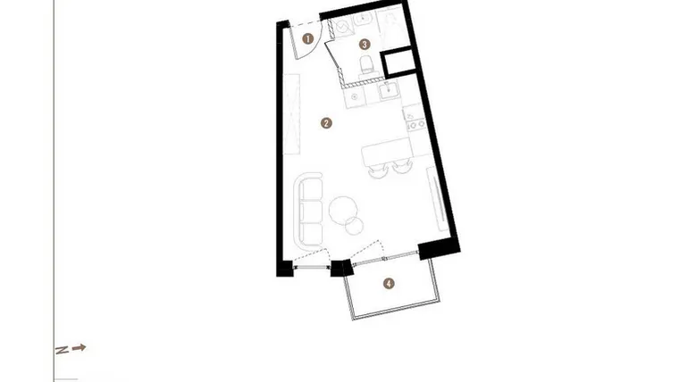 Rzut - Mieszkanie na sprzedaż 1 pokój o powierzchni 28,95 m² - numer C.03.05 w Osiedle Jankego