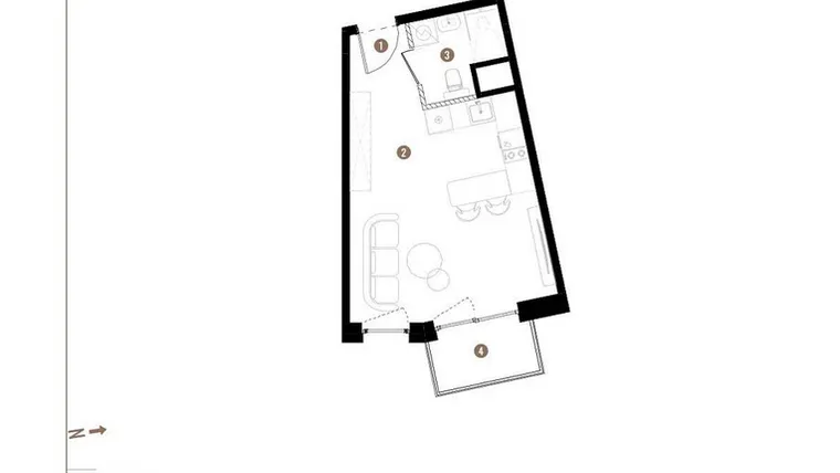 Rzut - Mieszkanie na sprzedaż 1 pokój o powierzchni 28,95 m² - numer C.04.05 w Osiedle Jankego