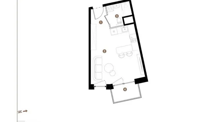 Rzut - Mieszkanie na sprzedaż 1 pokój o powierzchni 29,14 m² - numer C.05.05 w Osiedle Jankego