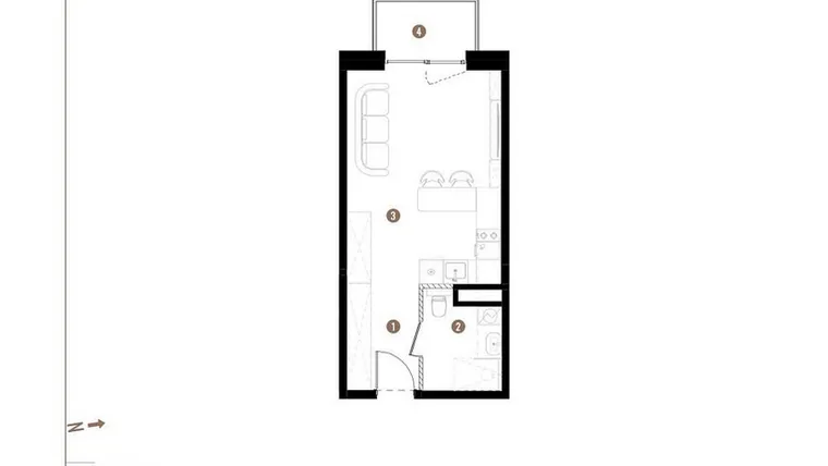 Rzut - Mieszkanie na sprzedaż 1 pokój o powierzchni 29,65 m² - numer C.01.12 w Osiedle Jankego