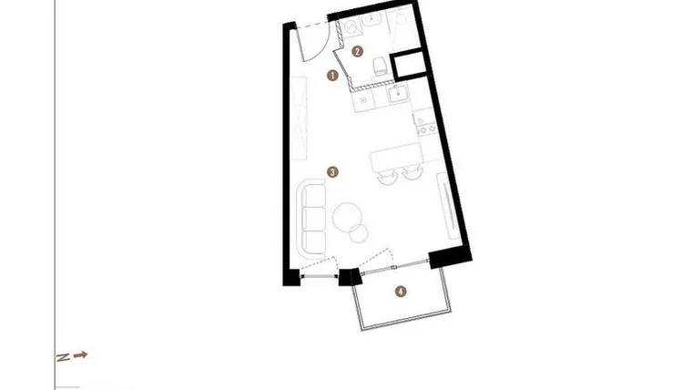 Rzut - Mieszkanie na sprzedaż 1 pokój o powierzchni 29,14 m² - numer C.06.05 w Osiedle Jankego