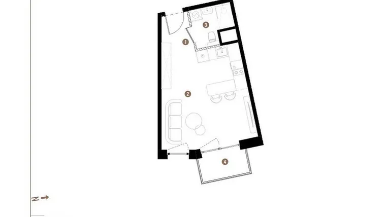 Rzut - Mieszkanie na sprzedaż 1 pokój o powierzchni 29,14 m² - numer C.07.05 w Osiedle Jankego