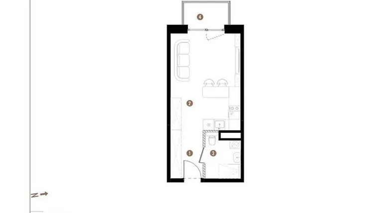 Rzut - Mieszkanie na sprzedaż 1 pokój o powierzchni 29,65 m² - numer C.03.12 w Osiedle Jankego