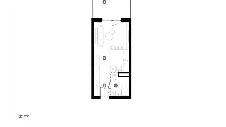 Rzut - Mieszkanie na sprzedaż 1 pokój o powierzchni 29,07 m² - numer C.00.10 w Osiedle Jankego