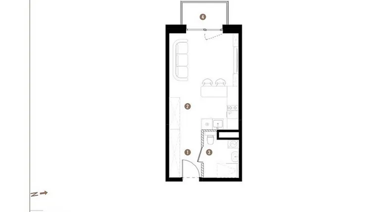 Rzut - Mieszkanie na sprzedaż 1 pokój o powierzchni 29,65 m² - numer C.04.12 w Osiedle Jankego