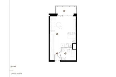 Rzut - Mieszkanie na sprzedaż 1 pokój o powierzchni 31,56 m² - numer D.05.09 w Osiedle Jankego