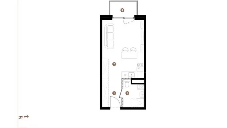 Rzut - Mieszkanie na sprzedaż 1 pokój o powierzchni 29,65 m² - numer C.02.12 w Osiedle Jankego