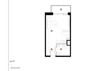 Rzut - Mieszkanie na sprzedaż 1 pokój o powierzchni 31,58 m² - numer D.02.14 w Osiedle Jankego