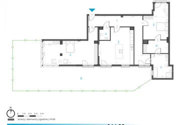 Rzut - Mieszkanie na sprzedaż 2 pokoje o powierzchni 144,31 m² - numer 1.M.09 w Incepti Gaj 2