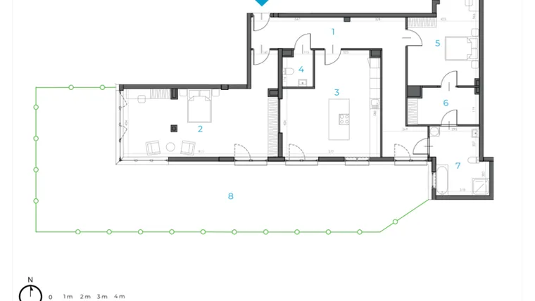 Rzut - Mieszkanie na sprzedaż 2 pokoje o powierzchni 144,31 m² - numer 1.M.09 w Incepti Gaj 2