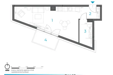 Rzut - Mieszkanie na sprzedaż 1 pokój o powierzchni 35,52 m² - numer 7.M.03 w Incepti Gaj 2