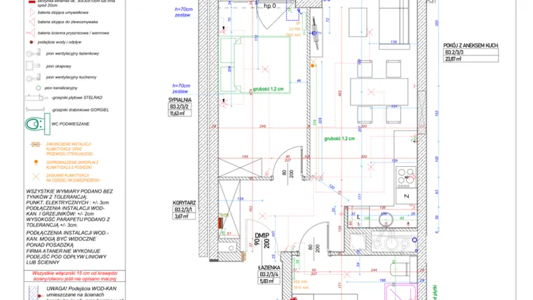 Rzut - Mieszkanie na sprzedaż 2 pokoje o powierzchni 45 m² - numer B.3.2 w Piekary 18