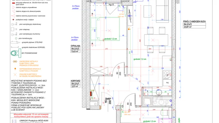 Rzut - Mieszkanie na sprzedaż 2 pokoje o powierzchni 44,9 m² - numer B.4.2 w Piekary 18