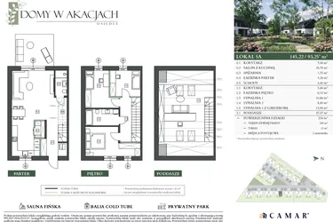 Rzut - Dom na sprzedaż 4 pokoje o powierzchni 145,22 m² - numer 5A w Domy w akacjach