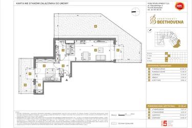 Rzut - Mieszkanie na sprzedaż 1 pokój o powierzchni 51,05 m² - numer D18 w Apartamenty Beethovena etap 2 - apartamenty inwestycyjne