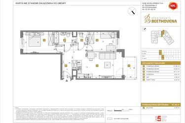 Rzut - Mieszkanie na sprzedaż 1 pokój o powierzchni 61,39 m² - numer D5 w Apartamenty Beethovena etap 2 - apartamenty inwestycyjne