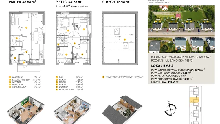 Rzut - Dom na sprzedaż 4 pokoje o powierzchni 110,61 m² - numer BM3_2 w Wille Sanocka