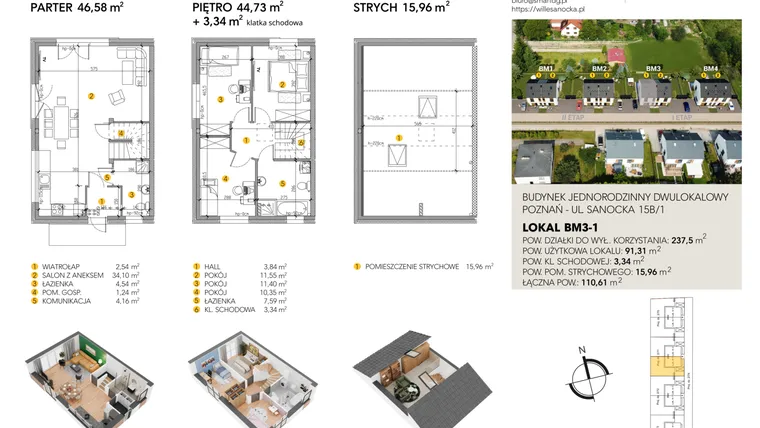 Rzut - Dom na sprzedaż 4 pokoje o powierzchni 110,61 m² - numer BM3_1 w Wille Sanocka