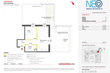 Rzut - Mieszkanie na sprzedaż 2 pokoje o powierzchni 45,15 m² - numer 68 w Neo Nova Ochota 3