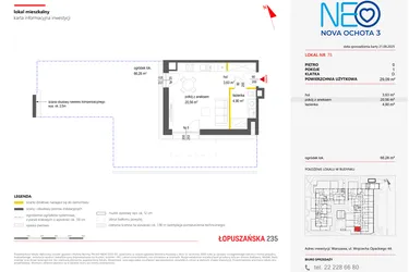 Rzut - Mieszkanie na sprzedaż 1 pokój o powierzchni 29,09 m² - numer 75 w Neo Nova Ochota 3