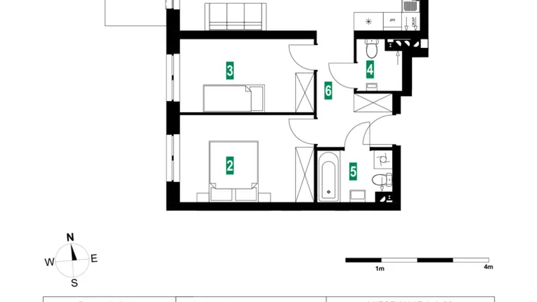 Rzut - Mieszkanie na sprzedaż 3 pokoje o powierzchni 64,12 m² - numer A.A.09 w Park Śliwowa