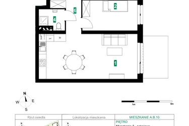 Rzut - Mieszkanie na sprzedaż 3 pokoje o powierzchni 64,88 m² - numer A.B.10 w Park Śliwowa