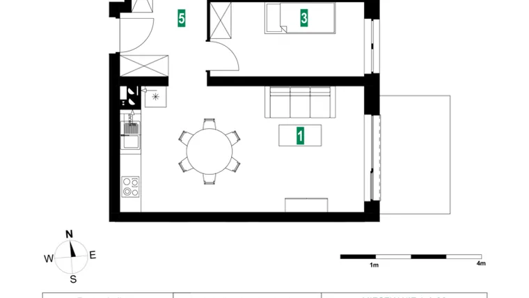 Rzut - Mieszkanie na sprzedaż 3 pokoje o powierzchni 56,83 m² - numer A.A.26 w Park Śliwowa