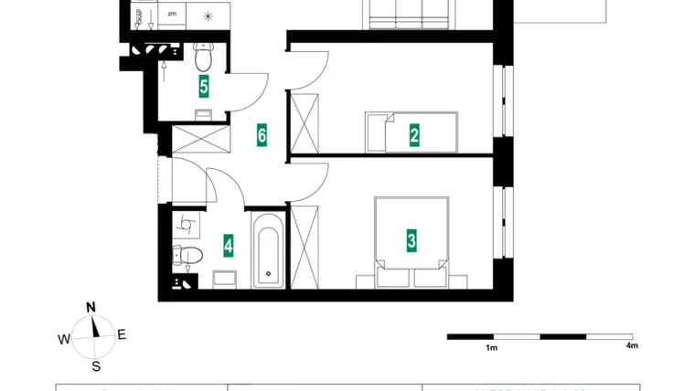 Rzut - Mieszkanie na sprzedaż 3 pokoje o powierzchni 64,1 m² - numer A.A.28 w Park Śliwowa