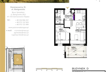 Rzut - Mieszkanie na sprzedaż 2 pokoje o powierzchni 36,21 m² - numer D.1.6 w Panorama Bańgów Etap II