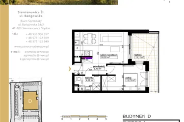 Rzut - Mieszkanie na sprzedaż 2 pokoje o powierzchni 44,44 m² - numer D.1.4 w Panorama Bańgów Etap II