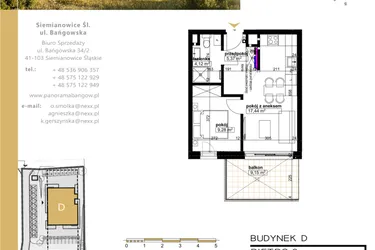 Rzut - Mieszkanie na sprzedaż 2 pokoje o powierzchni 36,21 m² - numer D.2.6 w Panorama Bańgów Etap II