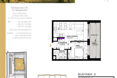 Rzut - Mieszkanie na sprzedaż 2 pokoje o powierzchni 38,71 m² - numer D.5.3 w Panorama Bańgów Etap II