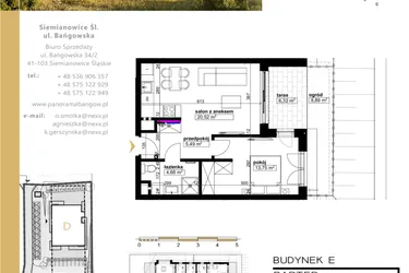 Rzut - Mieszkanie na sprzedaż 2 pokoje o powierzchni 44,44 m² - numer E.0.3 w Panorama Bańgów Etap II