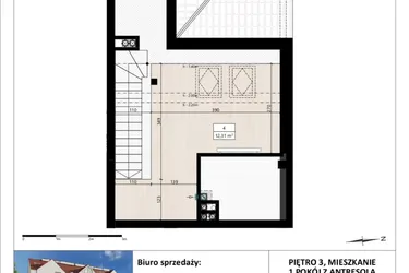 Rzut - Mieszkanie na sprzedaż 1 pokój o powierzchni 46,76 m² - numer B3/3/34 w Montano bud. B3