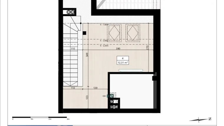 Rzut - Mieszkanie na sprzedaż 1 pokój o powierzchni 46,76 m² - numer B3/3/34 w Montano bud. B3