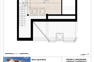 Rzut - Mieszkanie na sprzedaż 2 pokoje o powierzchni 48,88 m² - numer B3/3/36 w Montano bud. B3