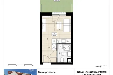 Rzut - Mieszkanie na sprzedaż 1 pokój o powierzchni 20,05 m² - numer B3/0/2 w Montano bud. B3 - apartamenty inwestycyjne